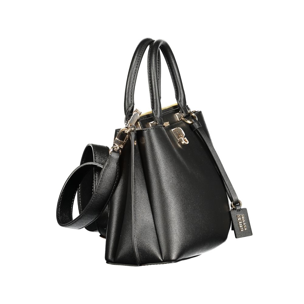 Schwarze Damen-Handtasche aus Polyurethan