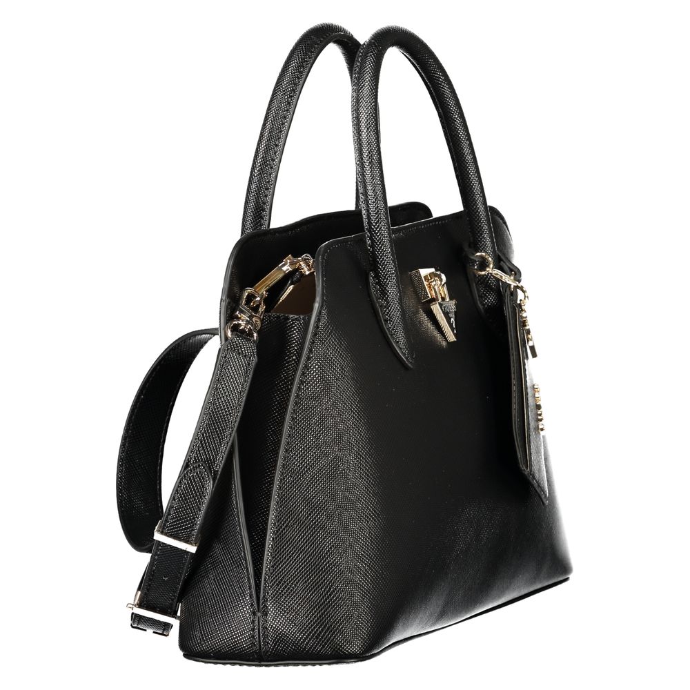 Schwarze Damen-Handtasche aus Polyurethan