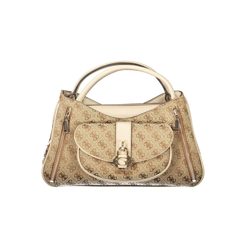 Damenhandtasche aus beigem Polyurethan