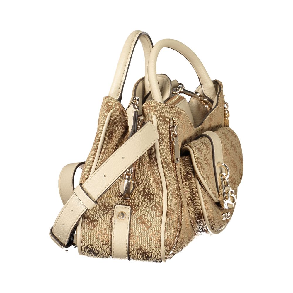 Damenhandtasche aus beigem Polyurethan