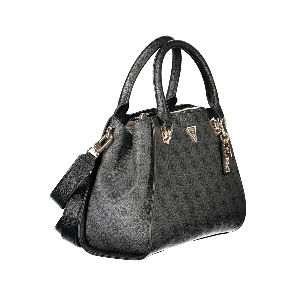 Schwarze Damen-Handtasche aus Polyurethan