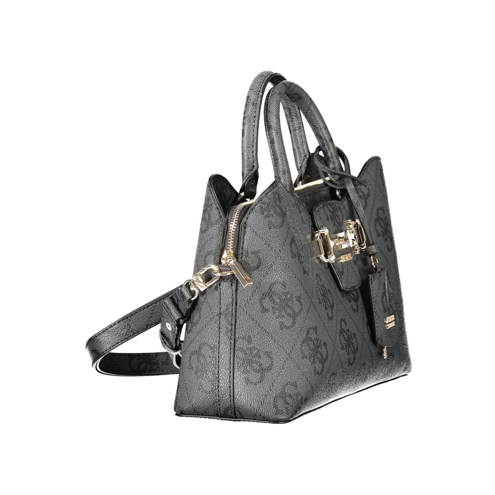 Schwarze Damen-Handtasche aus Polyurethan