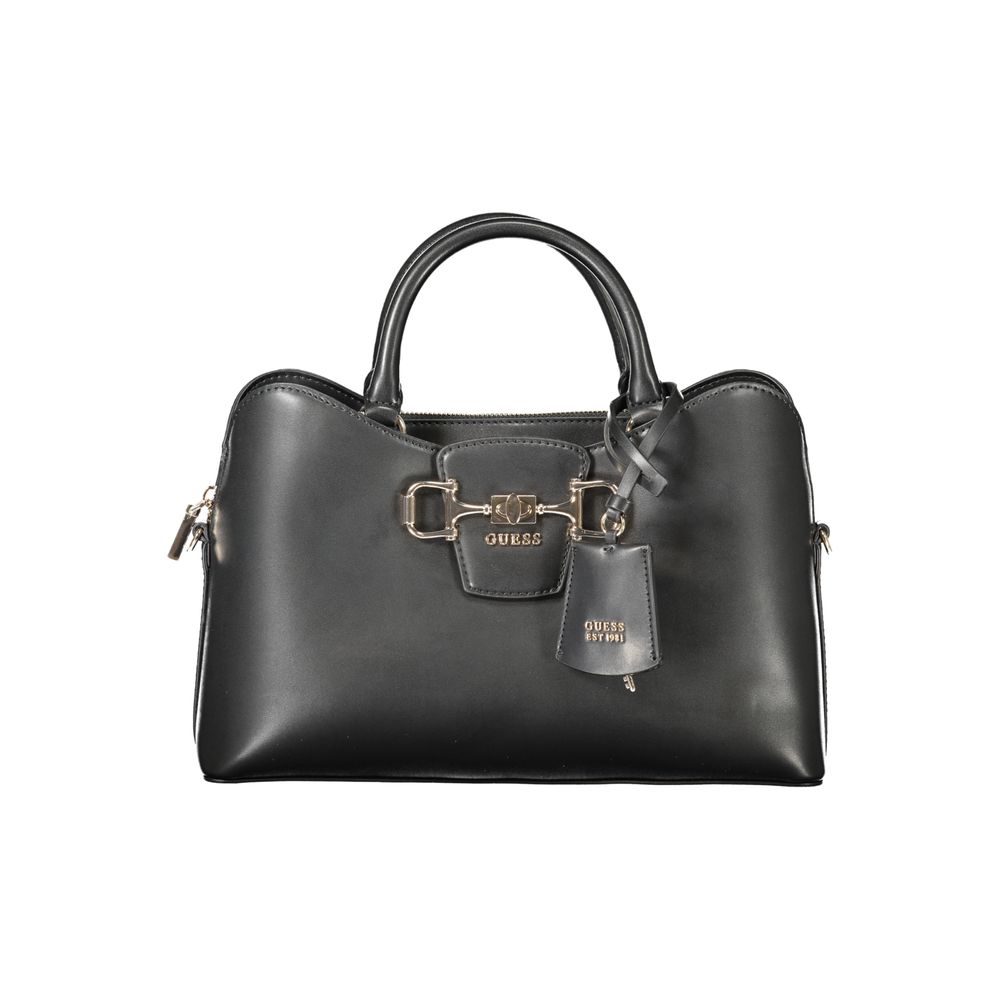 Schwarze Damen-Handtasche aus Polyurethan