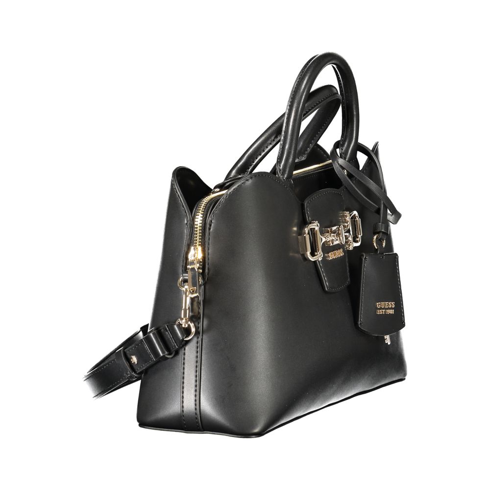 Schwarze Damen-Handtasche aus Polyurethan
