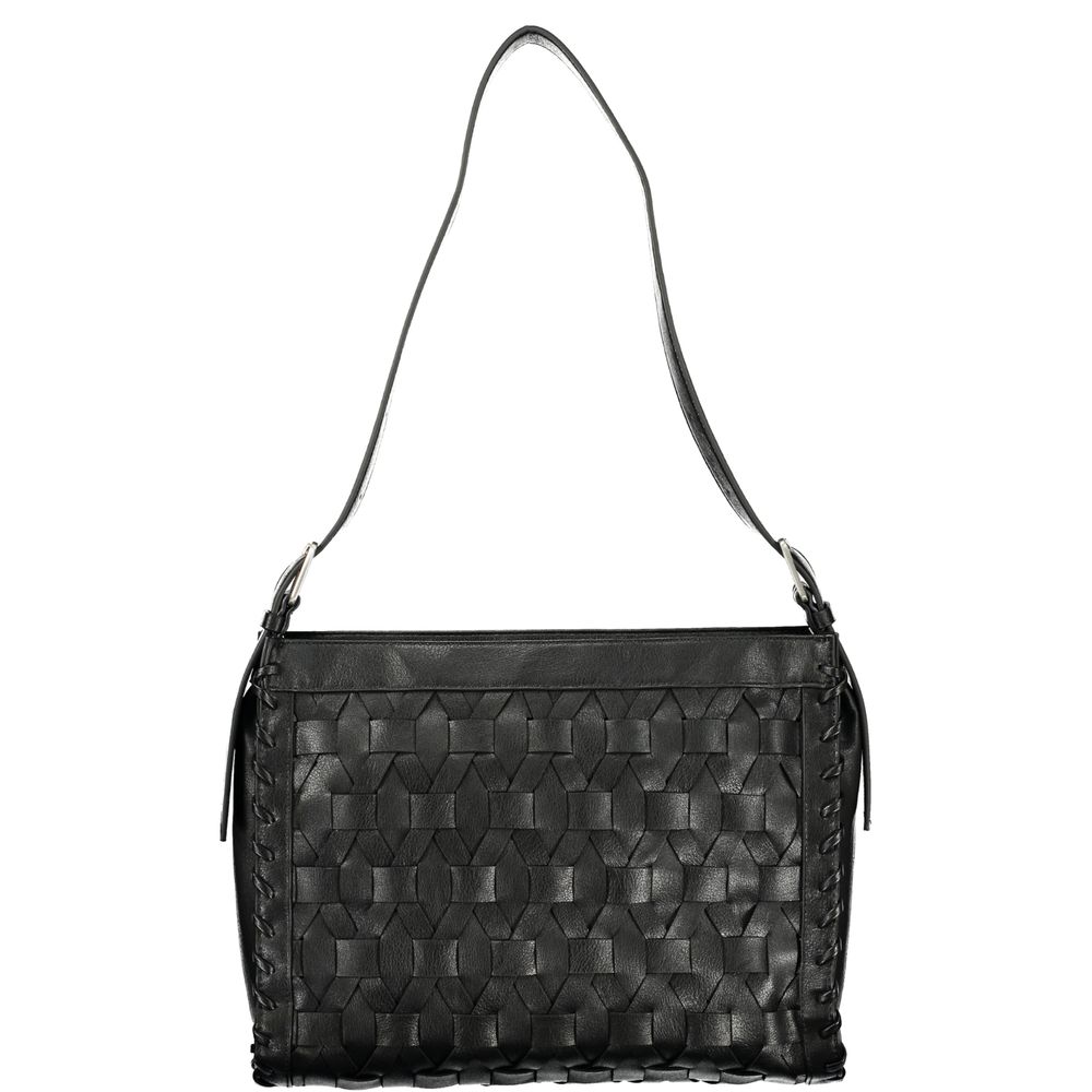 Schwarze Damen-Handtasche aus Polyurethan