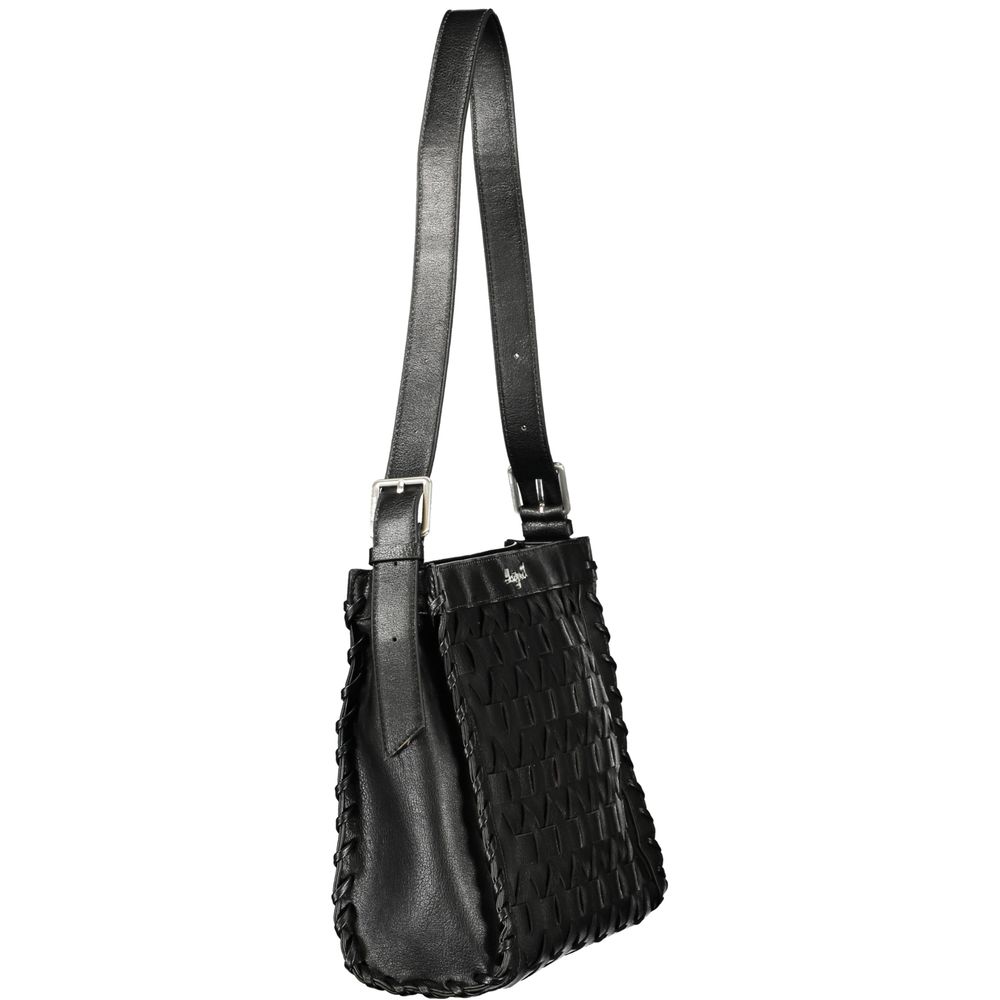 Schwarze Damen-Handtasche aus Polyurethan
