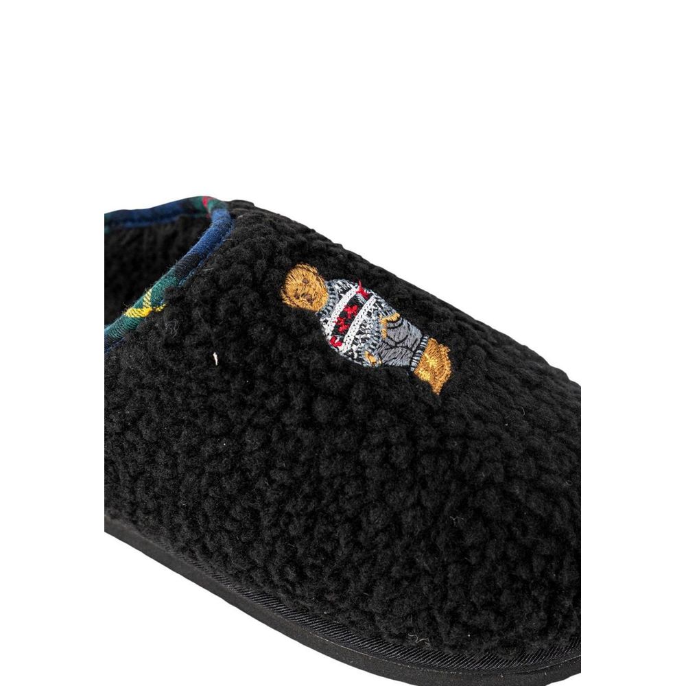 Schwarze Baumwoll-Slipper