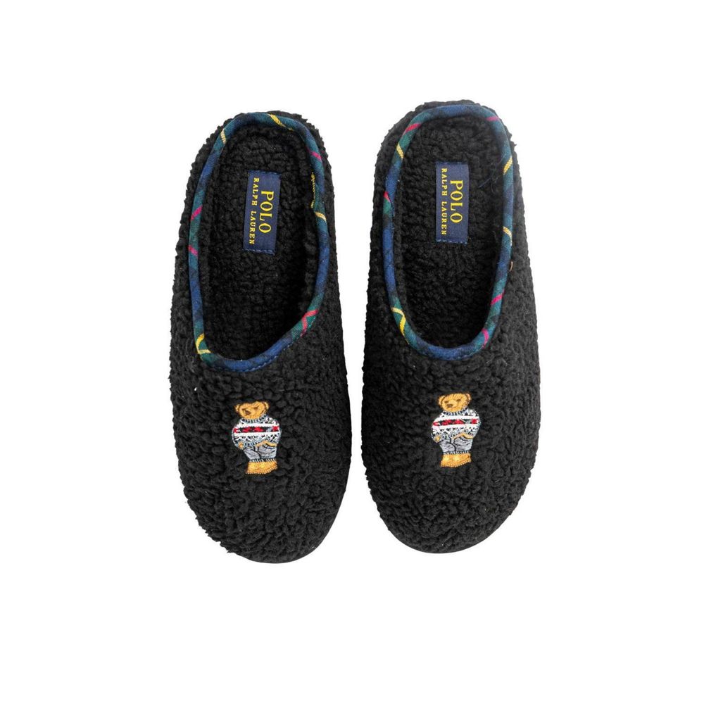 Schwarze Baumwoll-Slipper