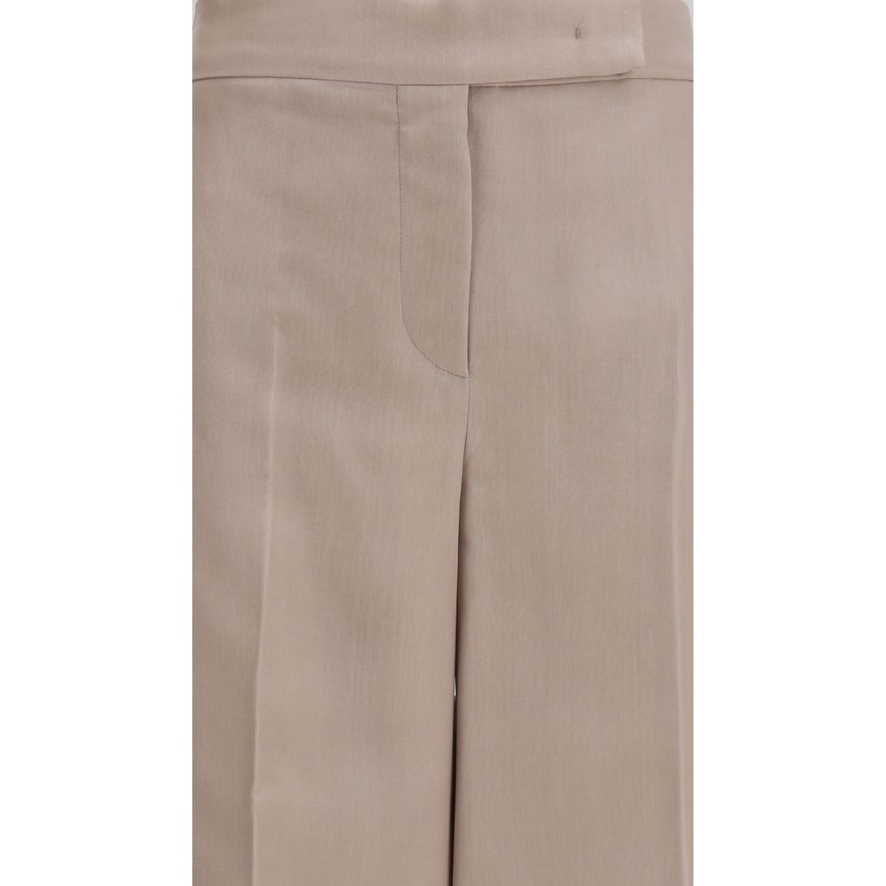 Beige Seidenhose