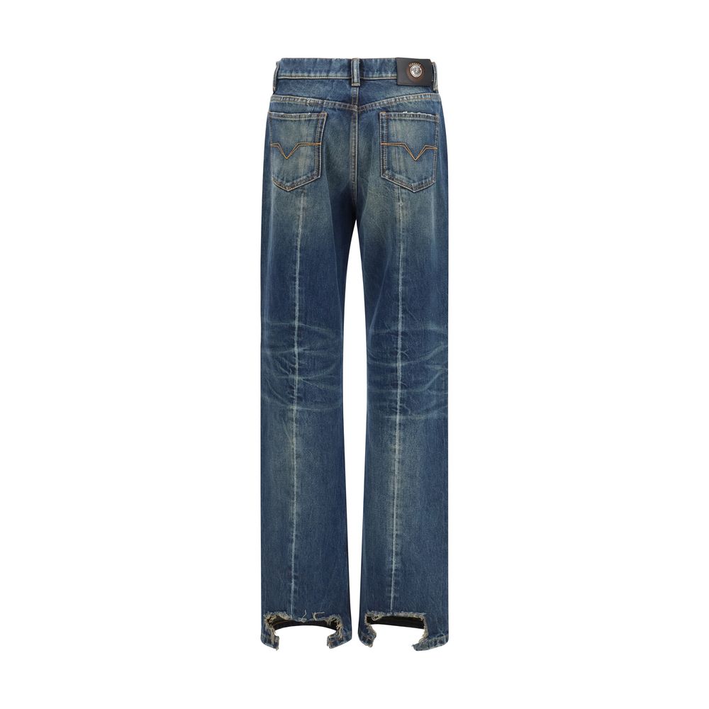 Blaue Jeans aus Baumwolle im geraden Schnitt