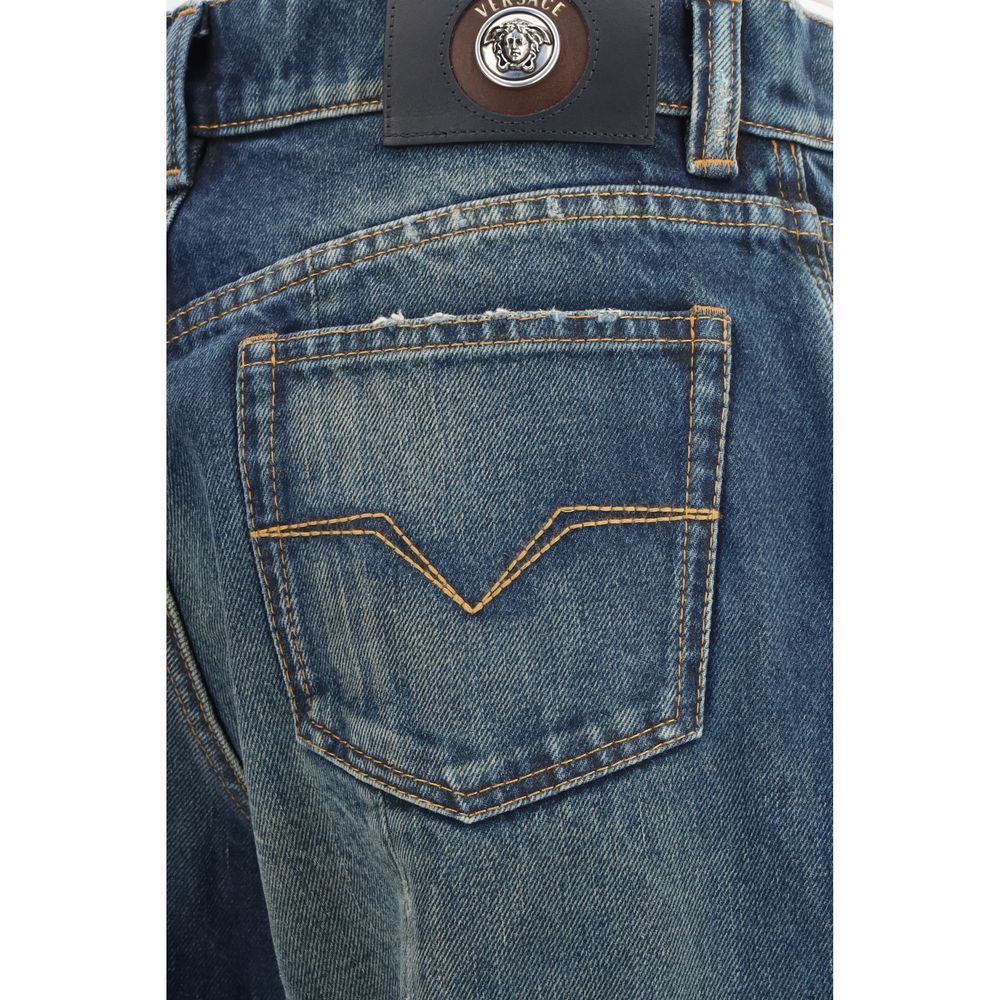 Blaue Jeans aus Baumwolle im geraden Schnitt