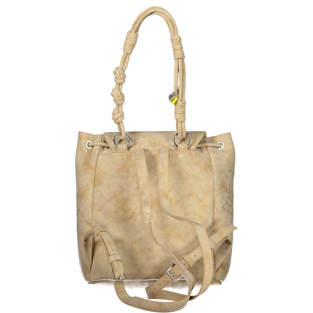 Beige Polyurethane Damen-Rucksack