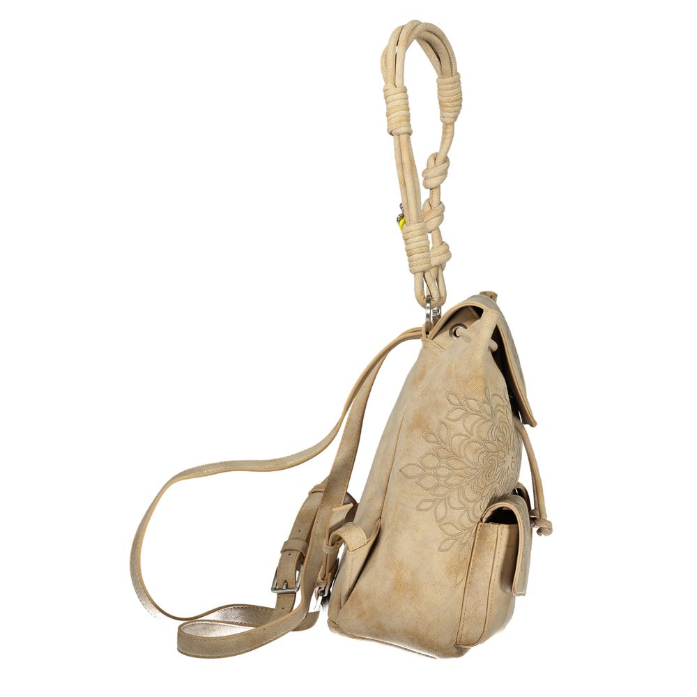 Beige Polyurethane Damen-Rucksack