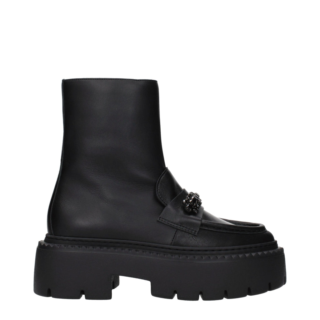 Schwarze Leder-Stiefeletten