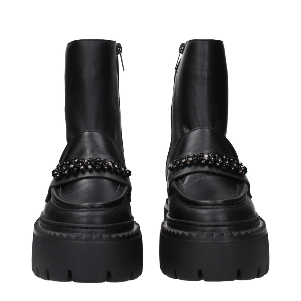 Schwarze Leder-Stiefeletten
