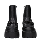 Schwarze Leder-Stiefeletten