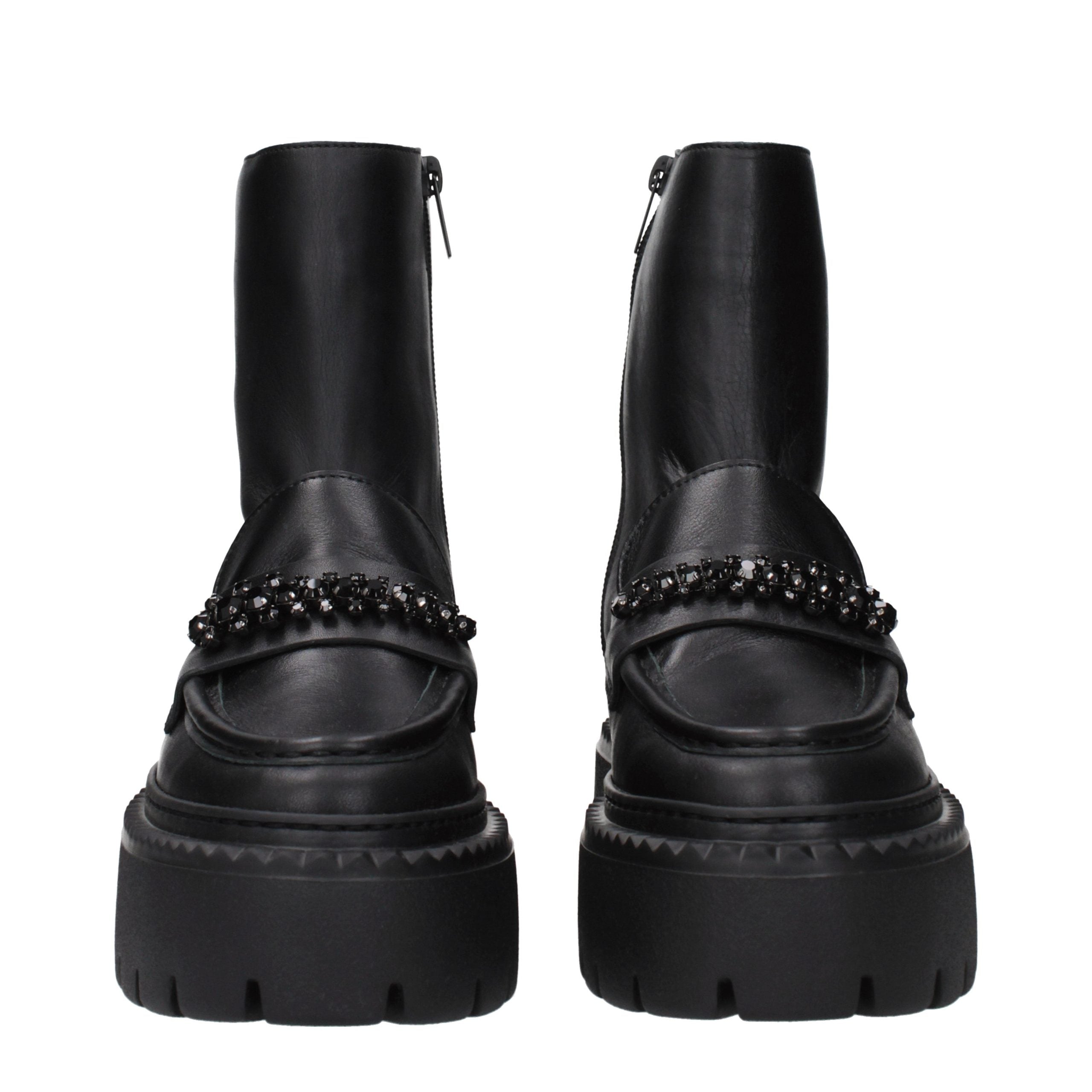 Schwarze Leder-Stiefeletten