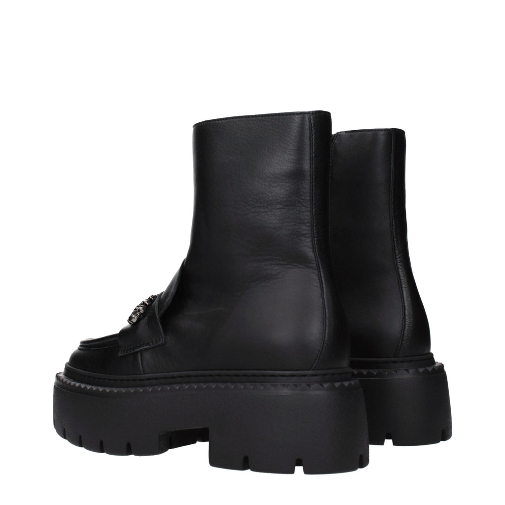 Schwarze Leder-Stiefeletten