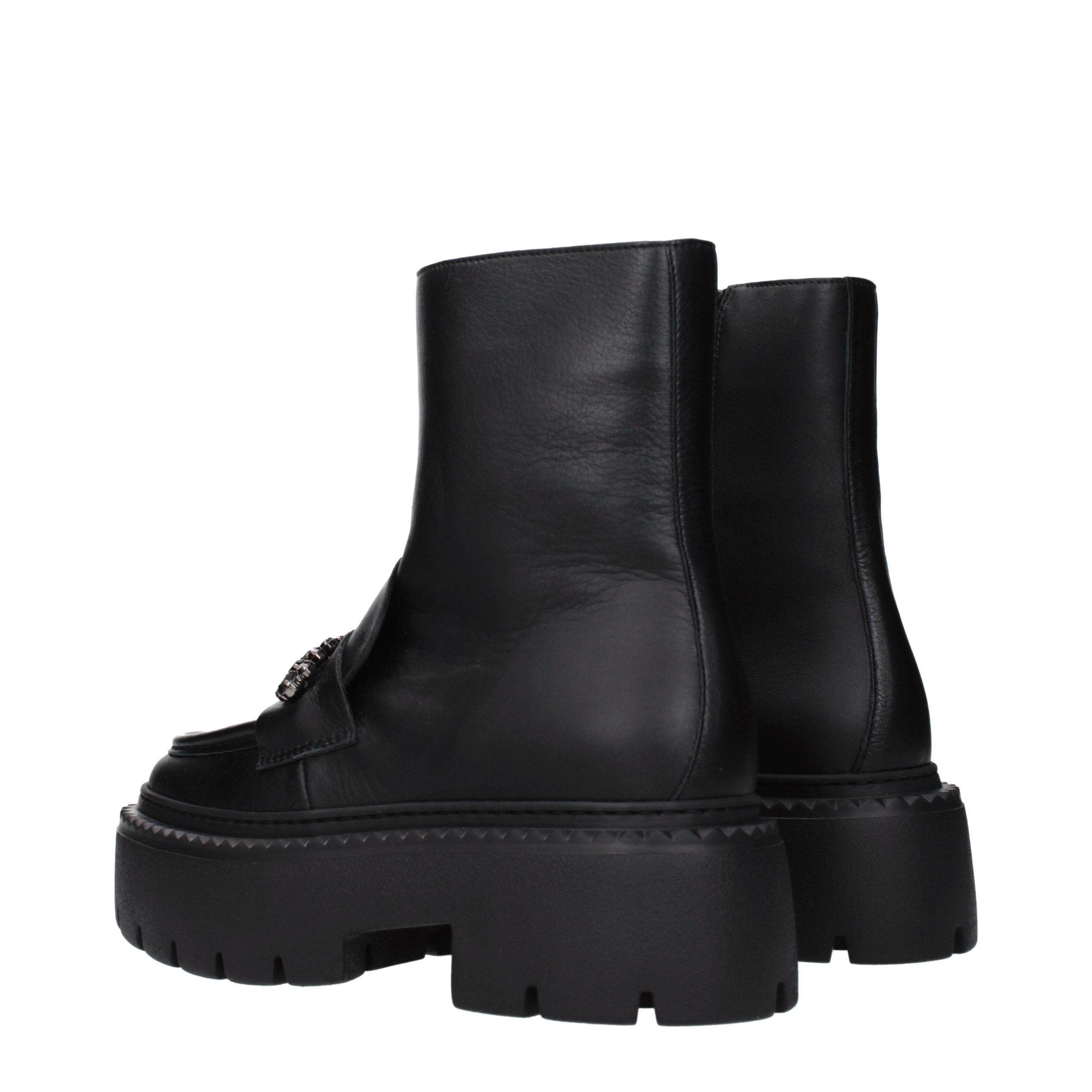 Schwarze Leder-Stiefeletten