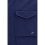 Blauer Baumwollmantel