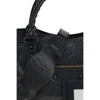 Schwarze Lammleder Schultertasche Ovis Aries Aries