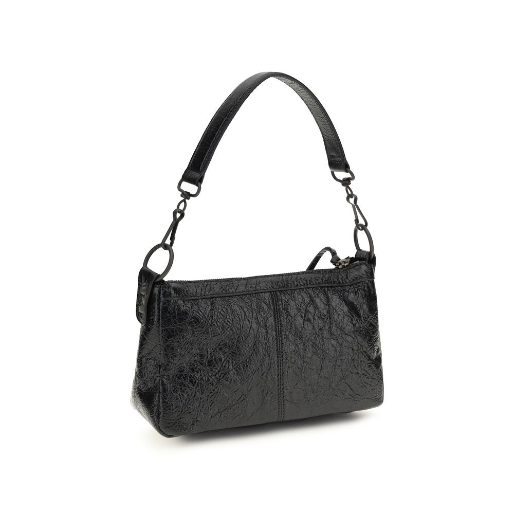 Schwarze Lammleder Schultertasche Ovis Aries Aries