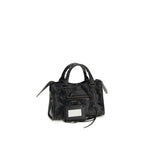 Schwarze Lammleder-Schultertasche