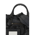 Schwarze Lammleder-Schultertasche