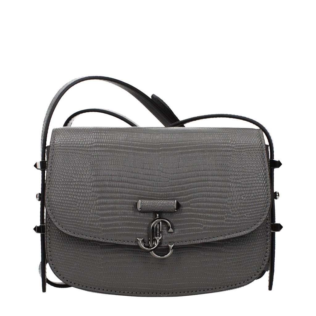 Graue Leder Schultertasche