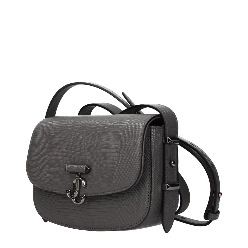 Graue Leder Schultertasche