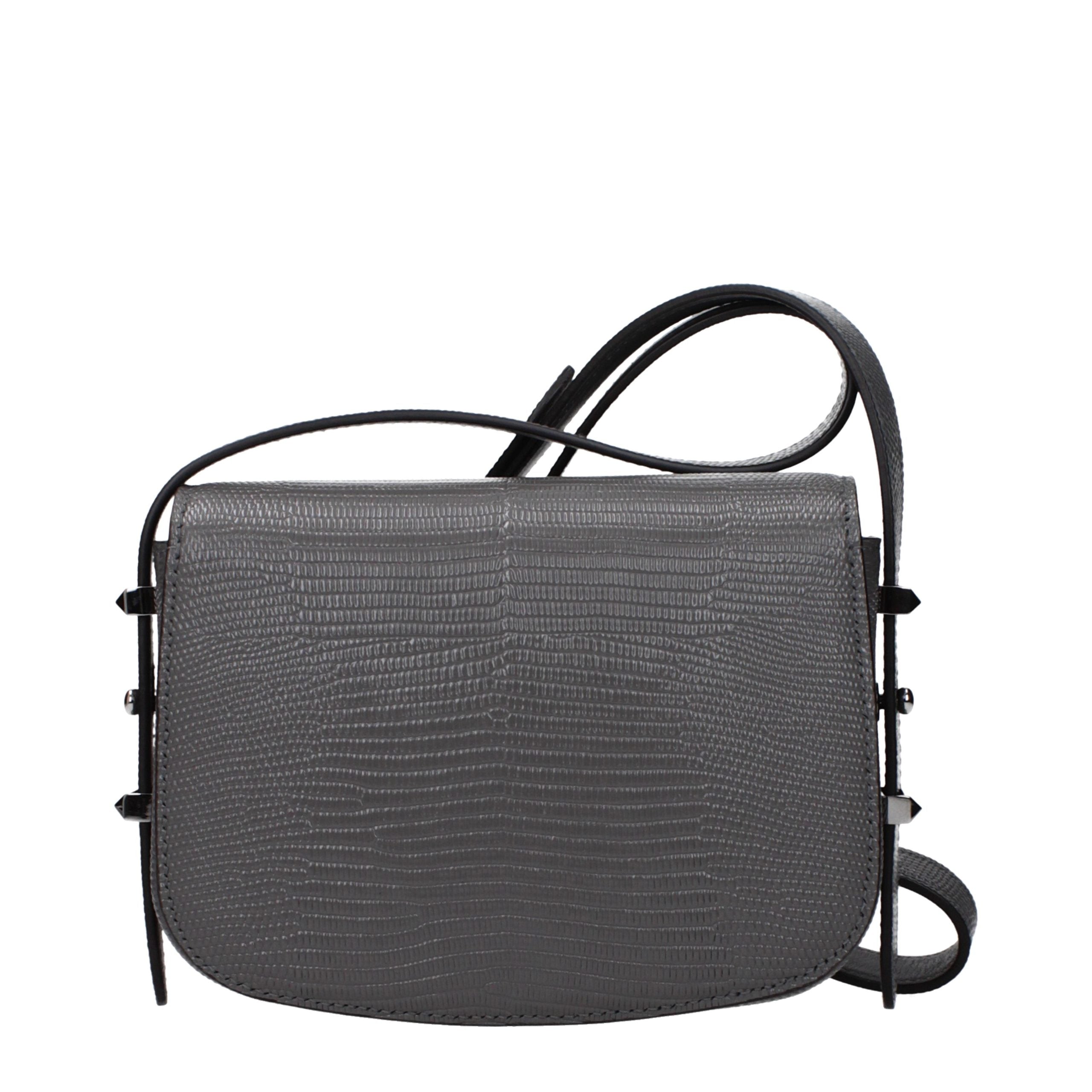 Graue Leder Schultertasche