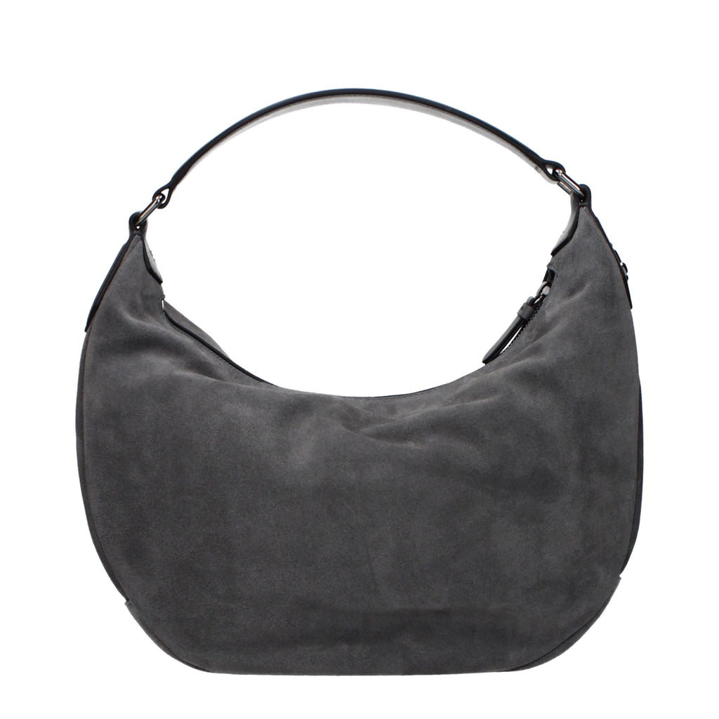 Graue Leder Schultertasche