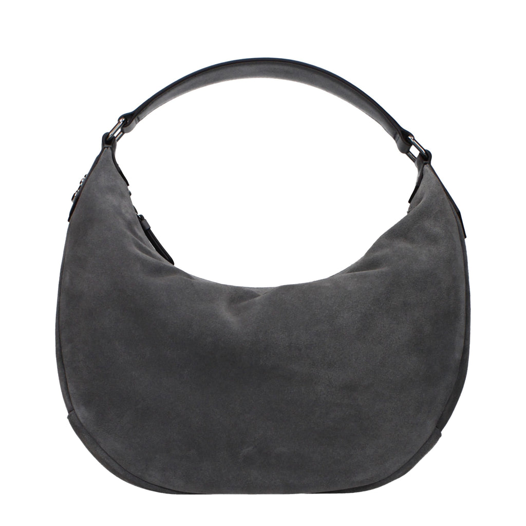 Graue Leder Schultertasche