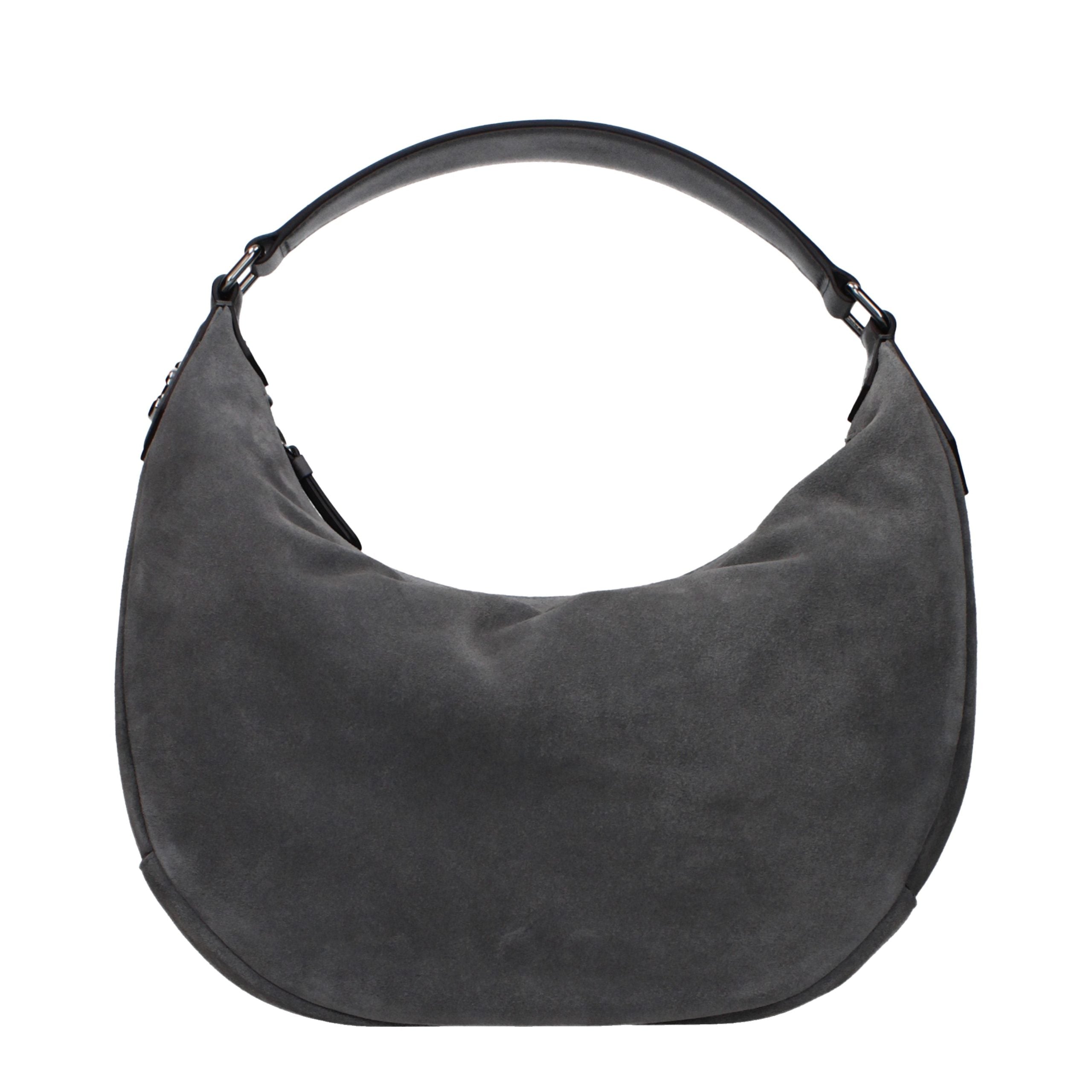 Graue Leder Schultertasche
