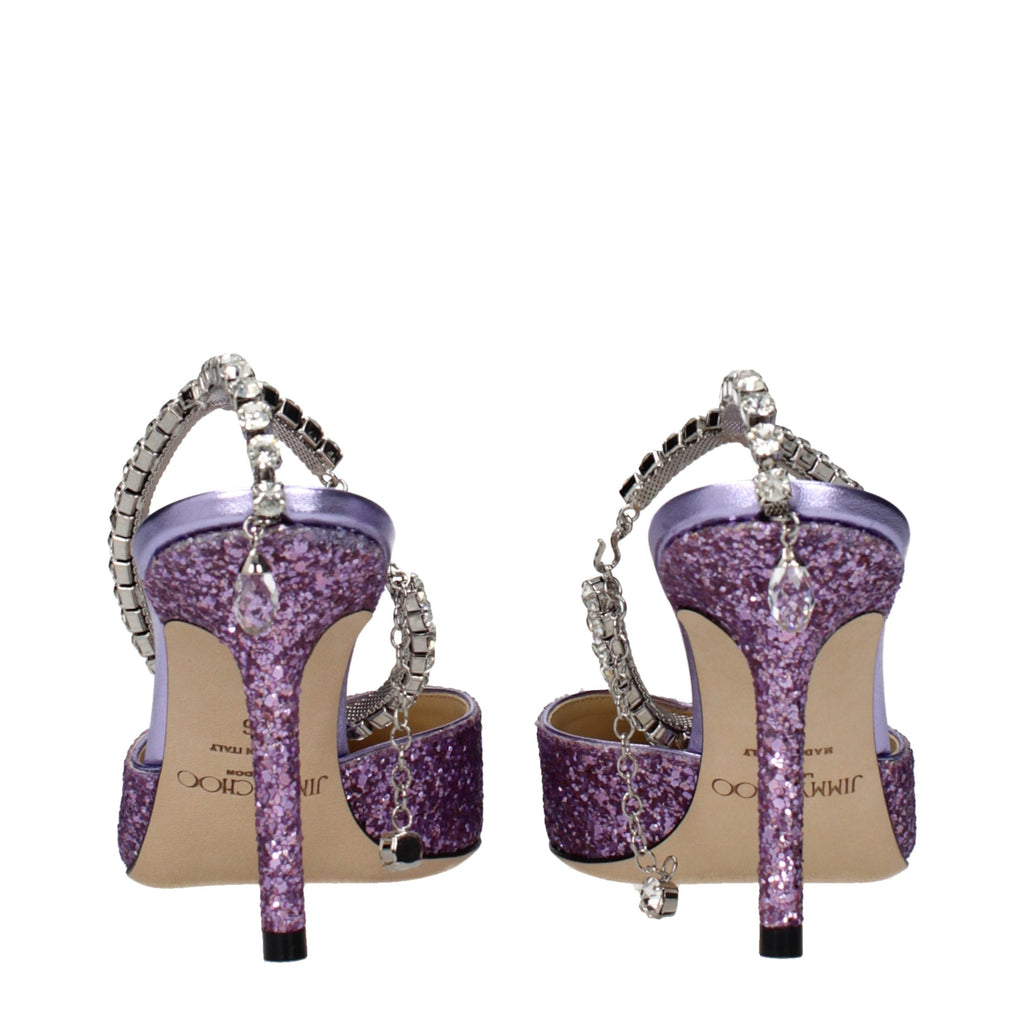 Violette Plateau-Sandalen mit Stiletto-Absatz aus Kunststoff