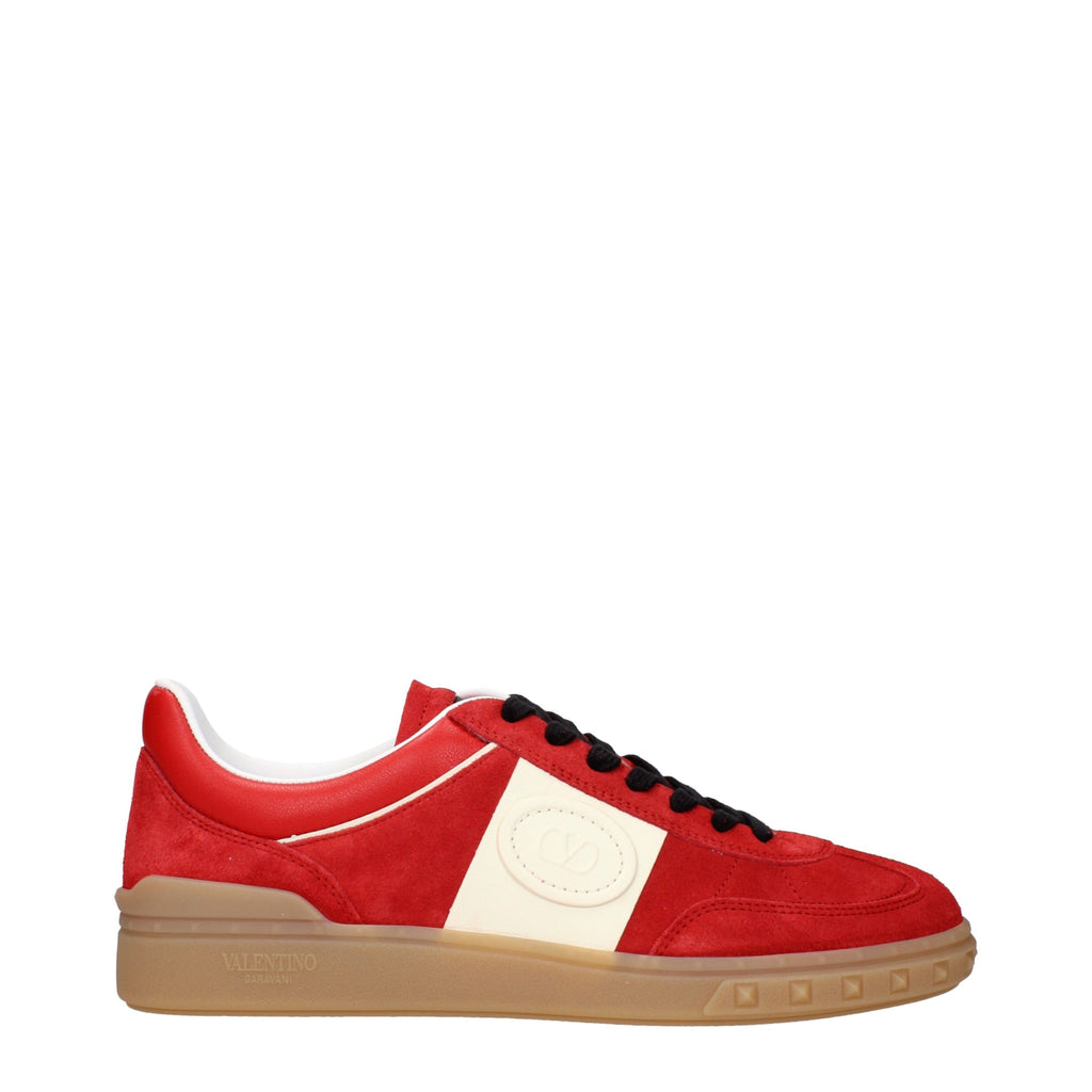 Rote Leder Low-Top-Sneaker
