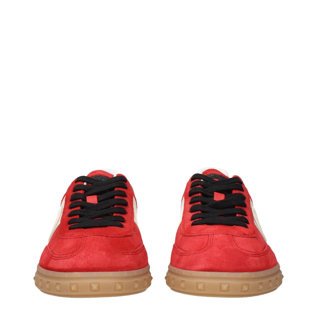 Rote Leder Low-Top-Sneaker
