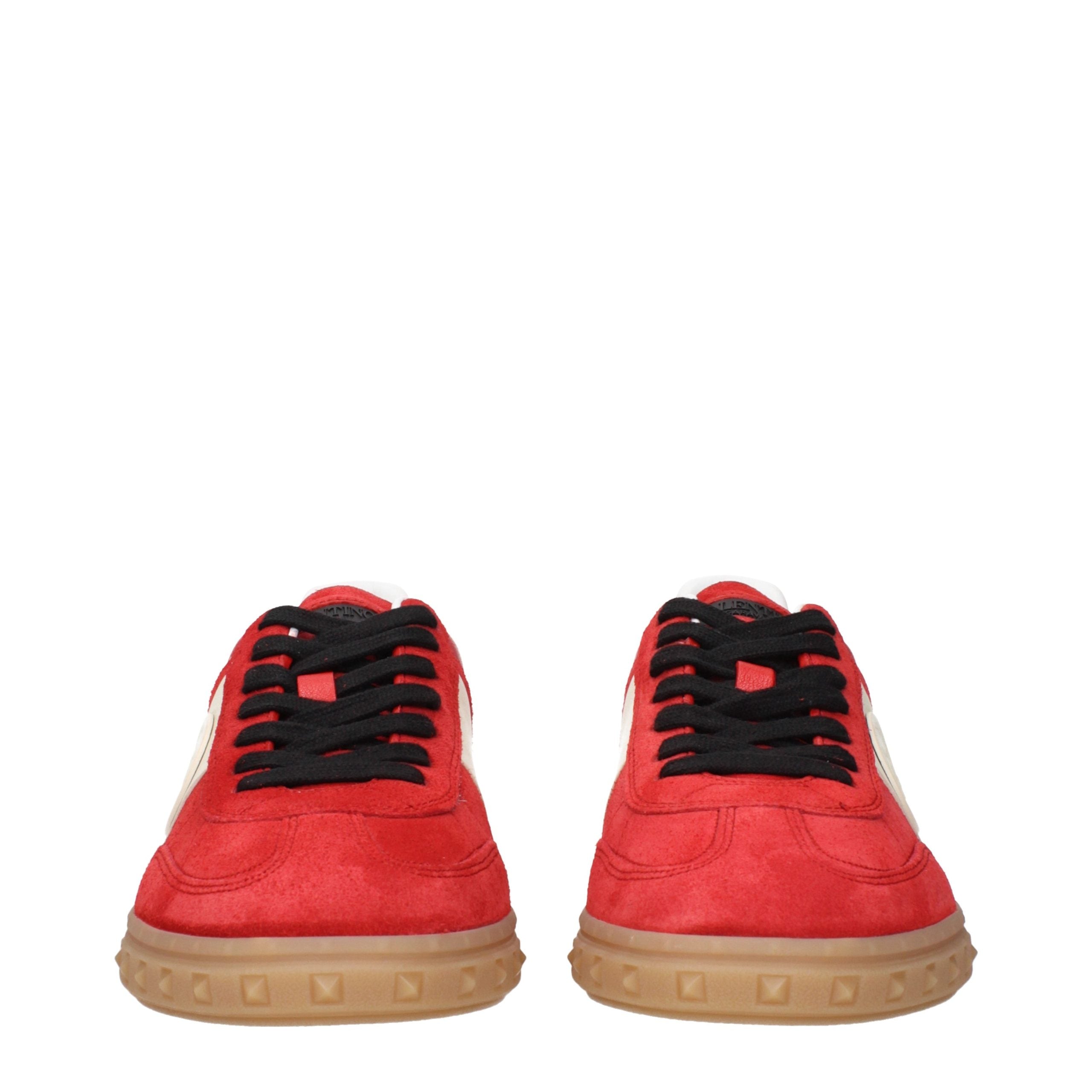 Rote Leder Low-Top-Sneaker