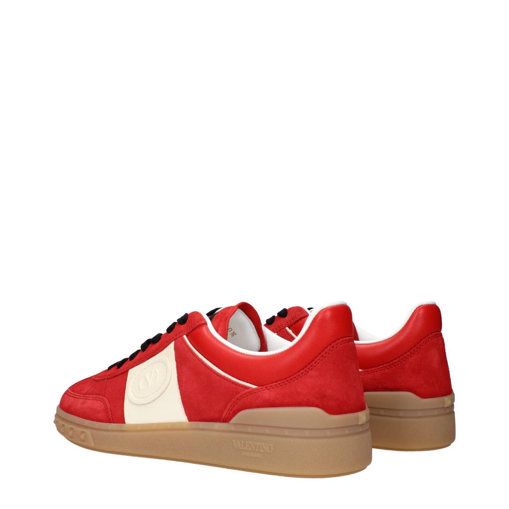 Rote Leder Low-Top-Sneaker