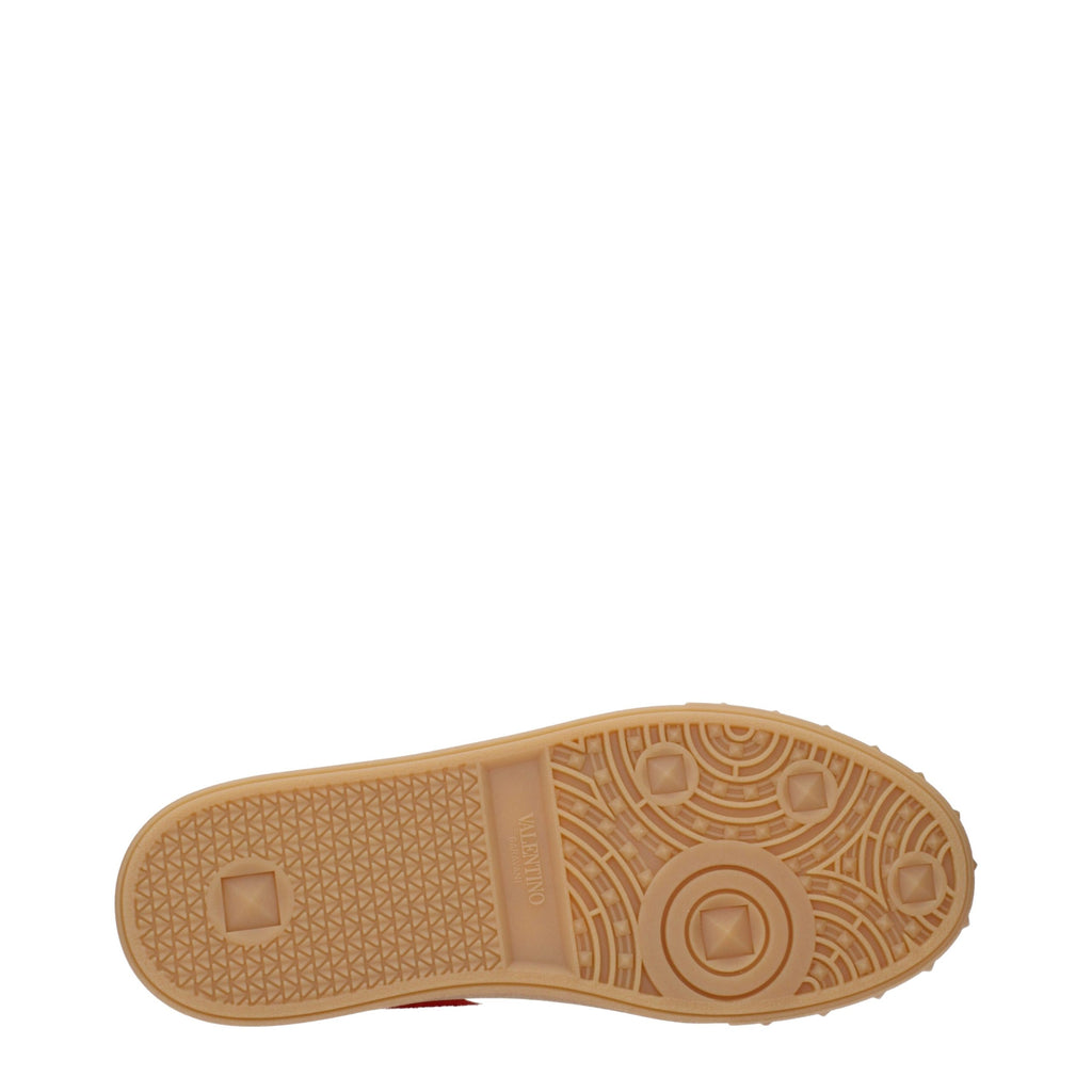 Rote Leder Low-Top-Sneaker