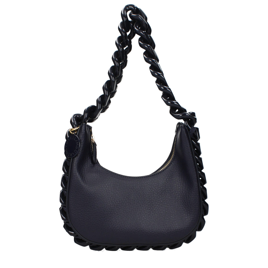 Schultertasche aus blauem Leder