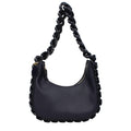 Schultertasche aus blauem Leder