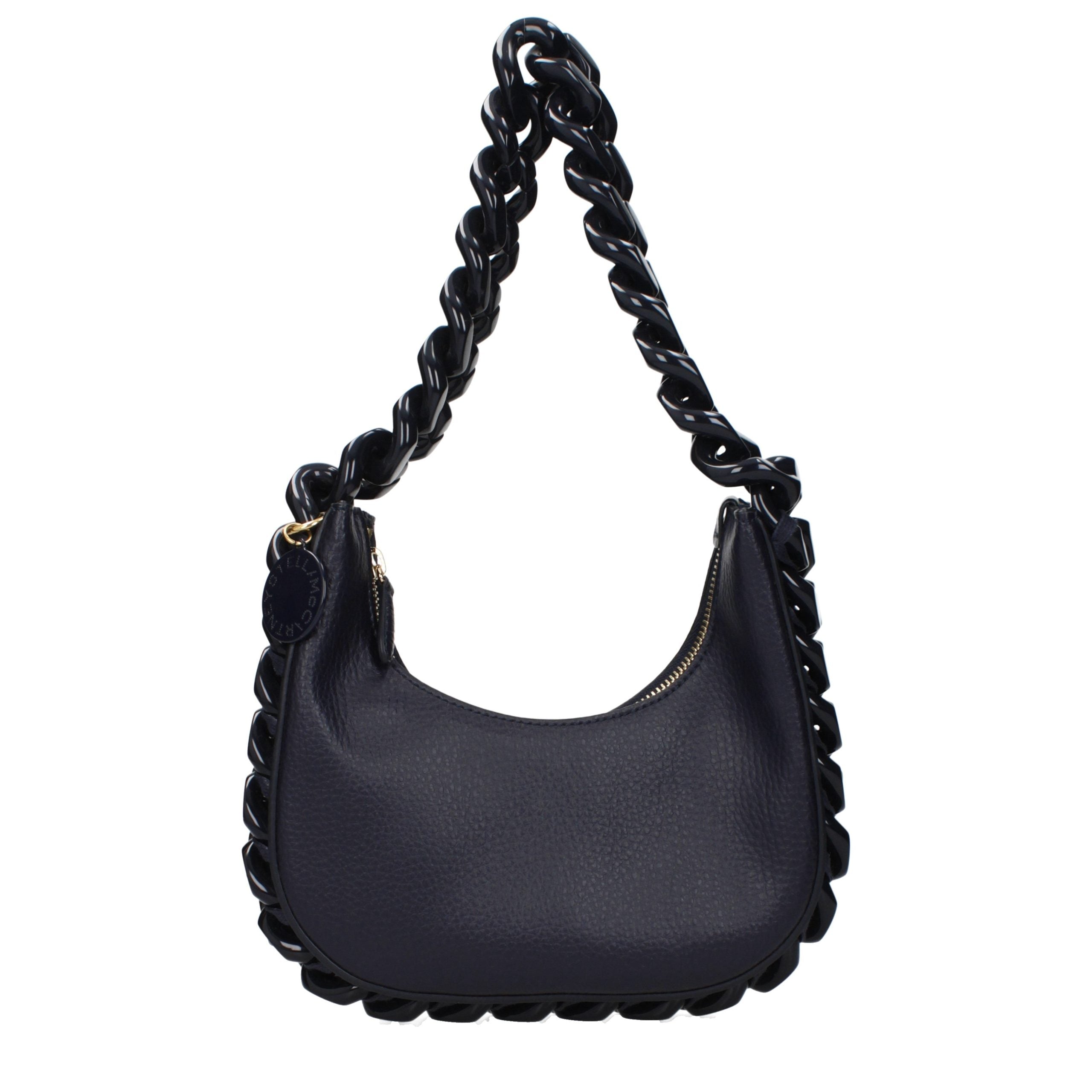 Schultertasche aus blauem Leder