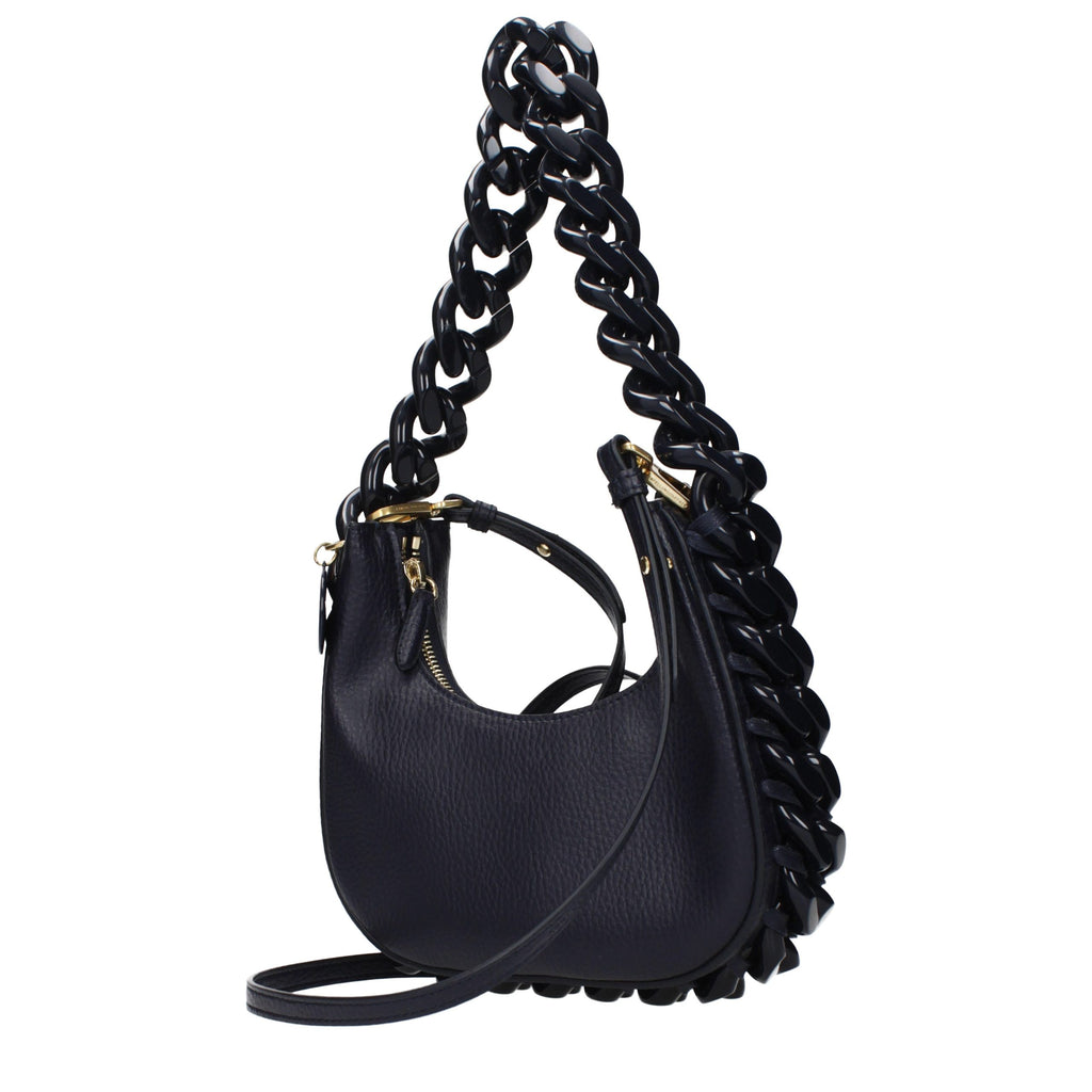 Schultertasche aus blauem Leder