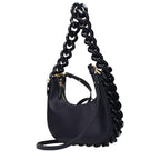 Schultertasche aus blauem Leder