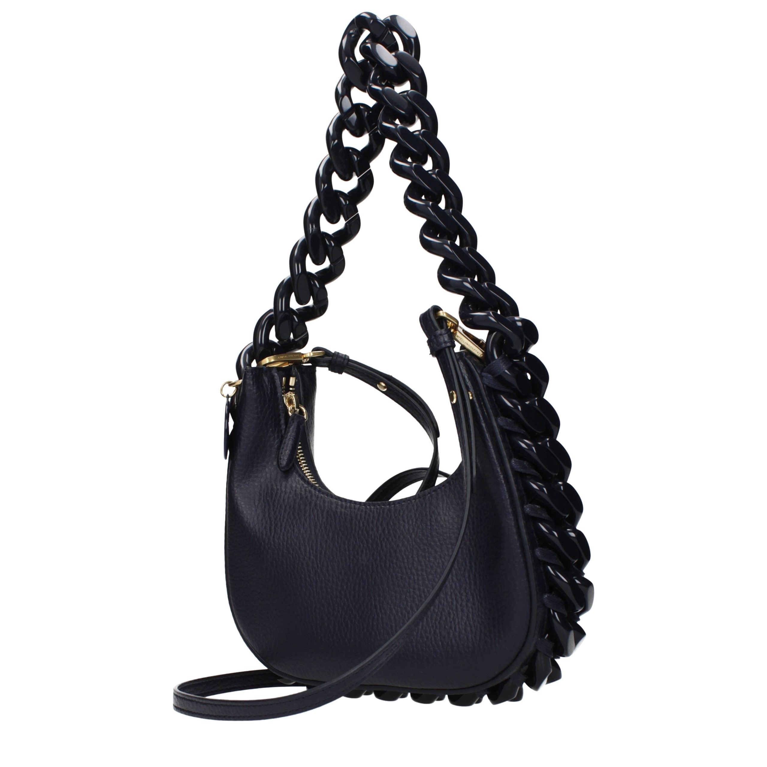 Schultertasche aus blauem Leder