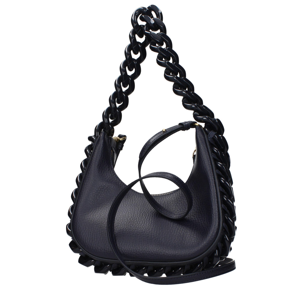 Schultertasche aus blauem Leder