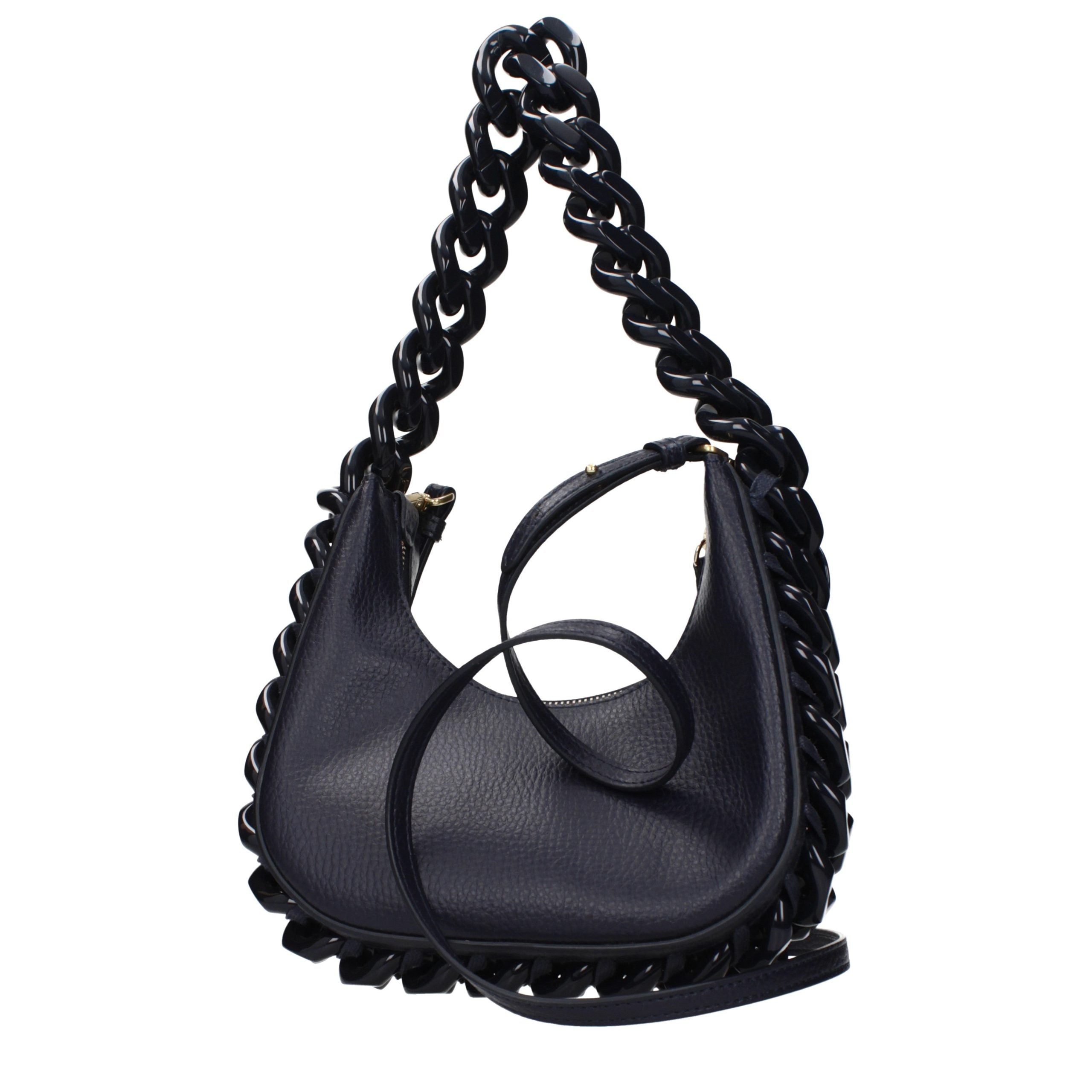 Schultertasche aus blauem Leder