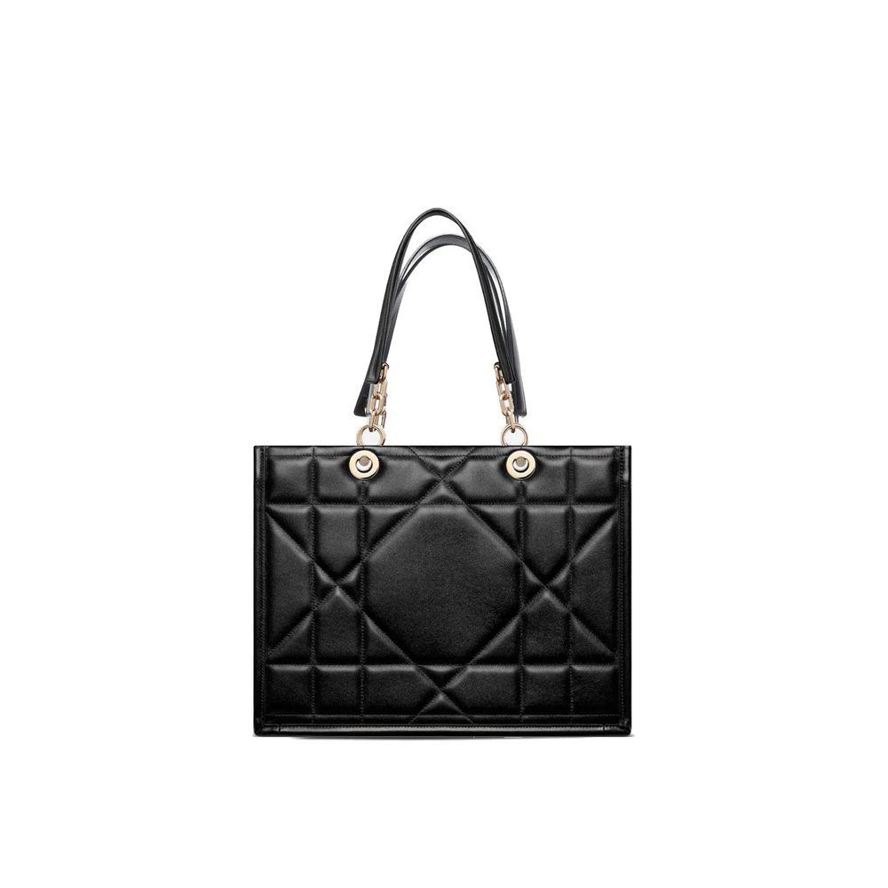 Schwarze Leder-Tote-Bag