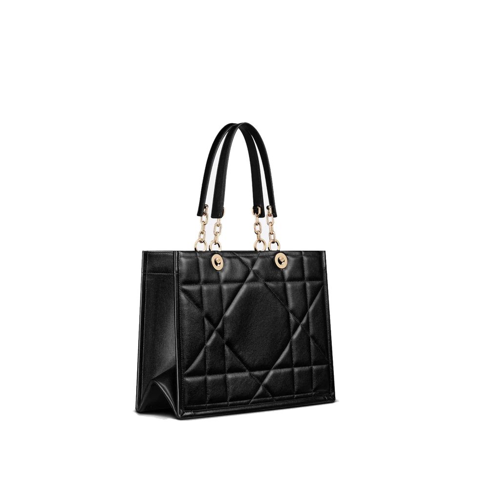Schwarze Leder-Tote-Bag